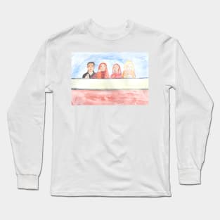 Young people in a cafe eating ice cream. Long Sleeve T-Shirt